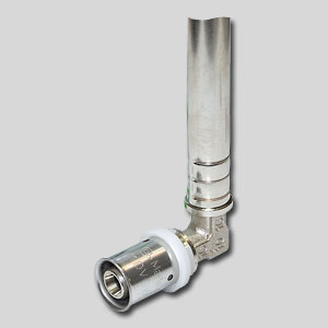 Угол для подключения радиатора с никелированной трубкой 15мм (UF 10525G)